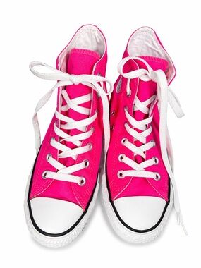 CONVERSE CHUCK TAYLOR HI TOP NEON PINK CANVAS SNEAKERS 7